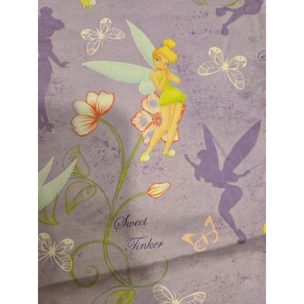 Disney Tinker Bell Pillowcase Sweet Tinker Purple Fairy Floral Print RARE Y2K